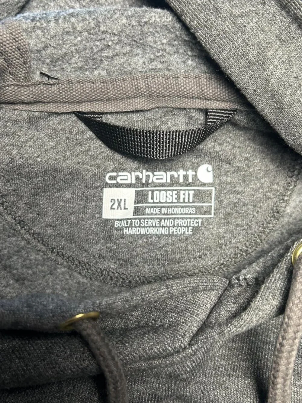 Carhartt Loose Fit Men’S Hoodie Sweatshirt 2Xl Dark Heather Gray Logo Fleece